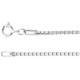 Rhodium-Plated Sterling Silver 1.3 mm Diamond-Cut Box 16" Chain