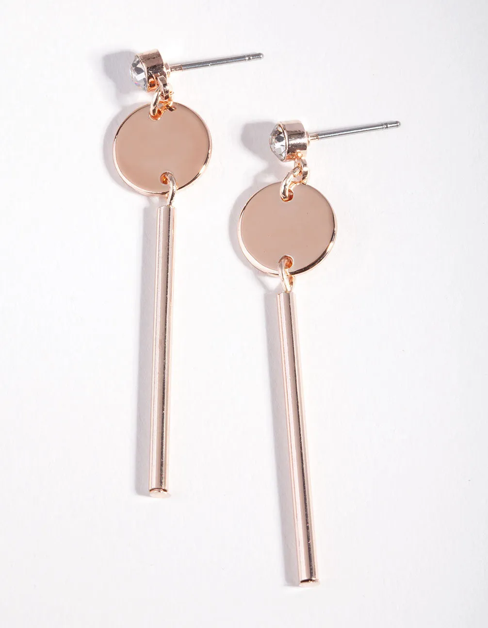Rose Gold Diamante Minimal Earrings