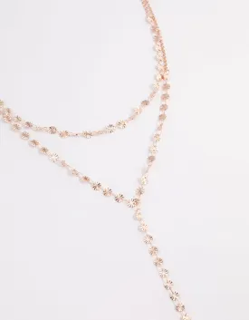 Rose Gold Double Row Dainty Disc Y-Necklace