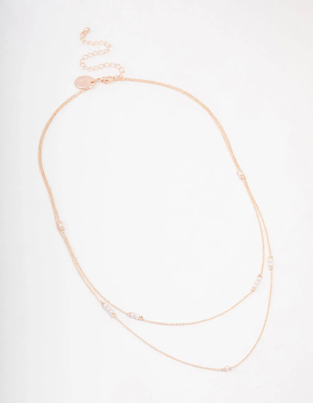 Rose Gold Plated Mini Pearl Double Necklace