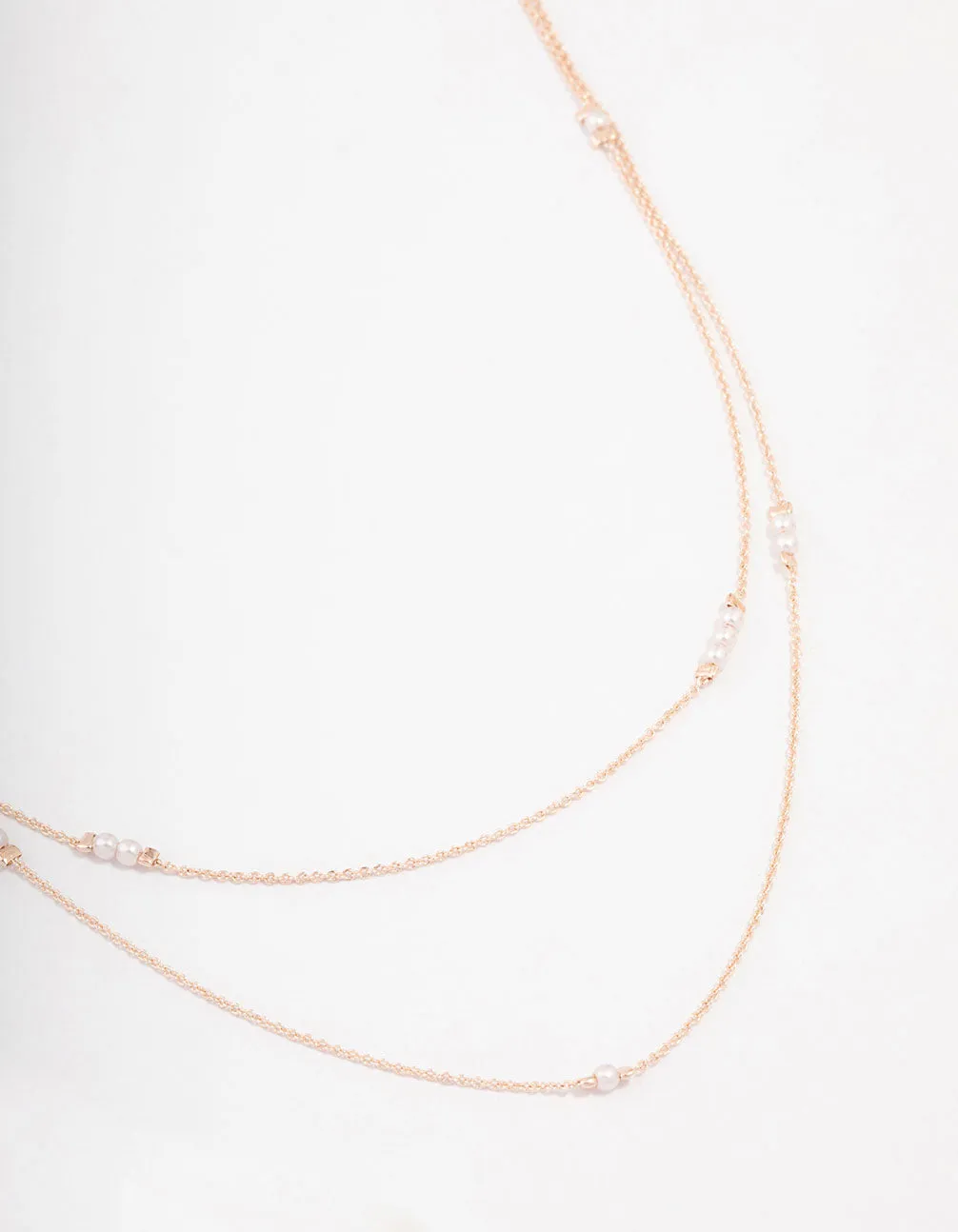 Rose Gold Plated Mini Pearl Double Necklace