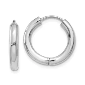 Small 14K White Gold Endless Hinged Huggie Hoop Earrings, .60 In (15mm) (2.5mm Tube)