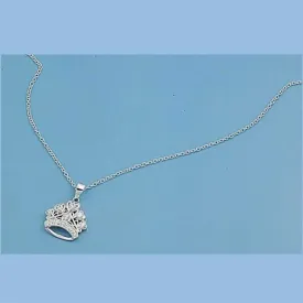 Sterling Silver and CZ Crown Pendant Necklace