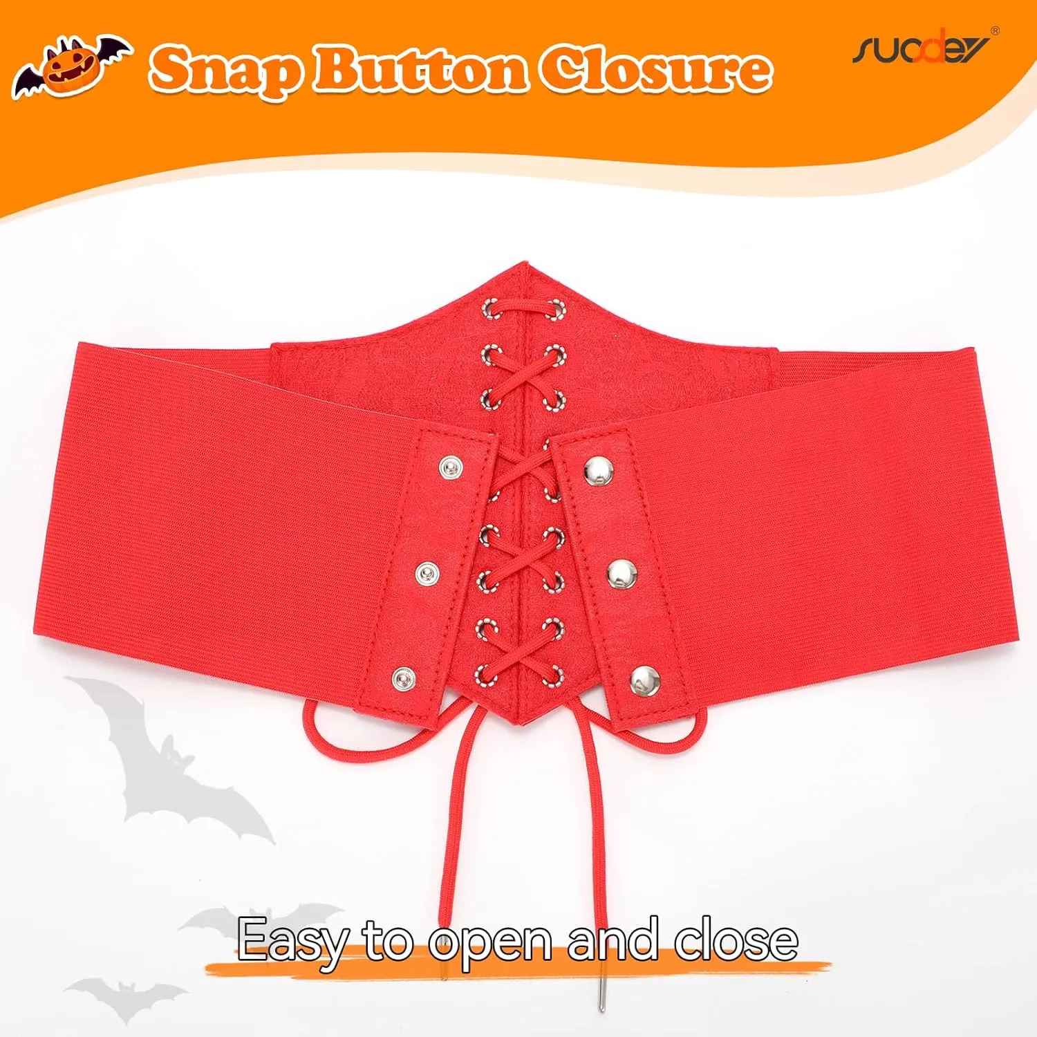 SUOSDEY Lace Floral Corset Belt for Women Wide Elastic Waist Lace-up Renaissance Pirate Stretch Cinch Belts