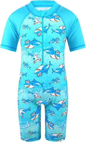 TFJH E One-Piece Boys Short Sleeve Swimsuits Rash Guard Suits Swimwear 50  UV Sun Protective Zip