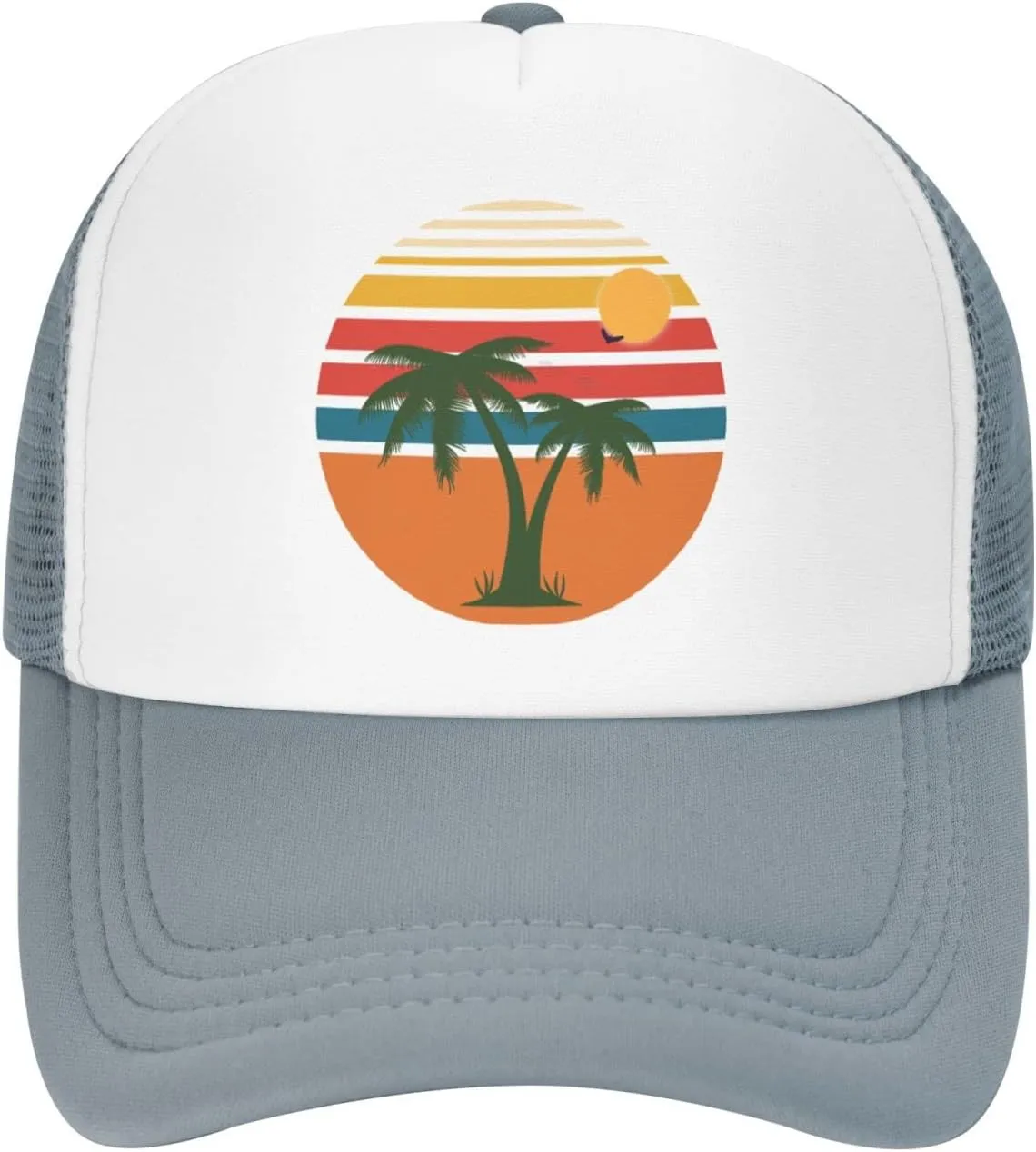 Tropical Palm Tree Hat Mesh Cap for Men Women, Adjustable Trucker Hat Baseball Cap