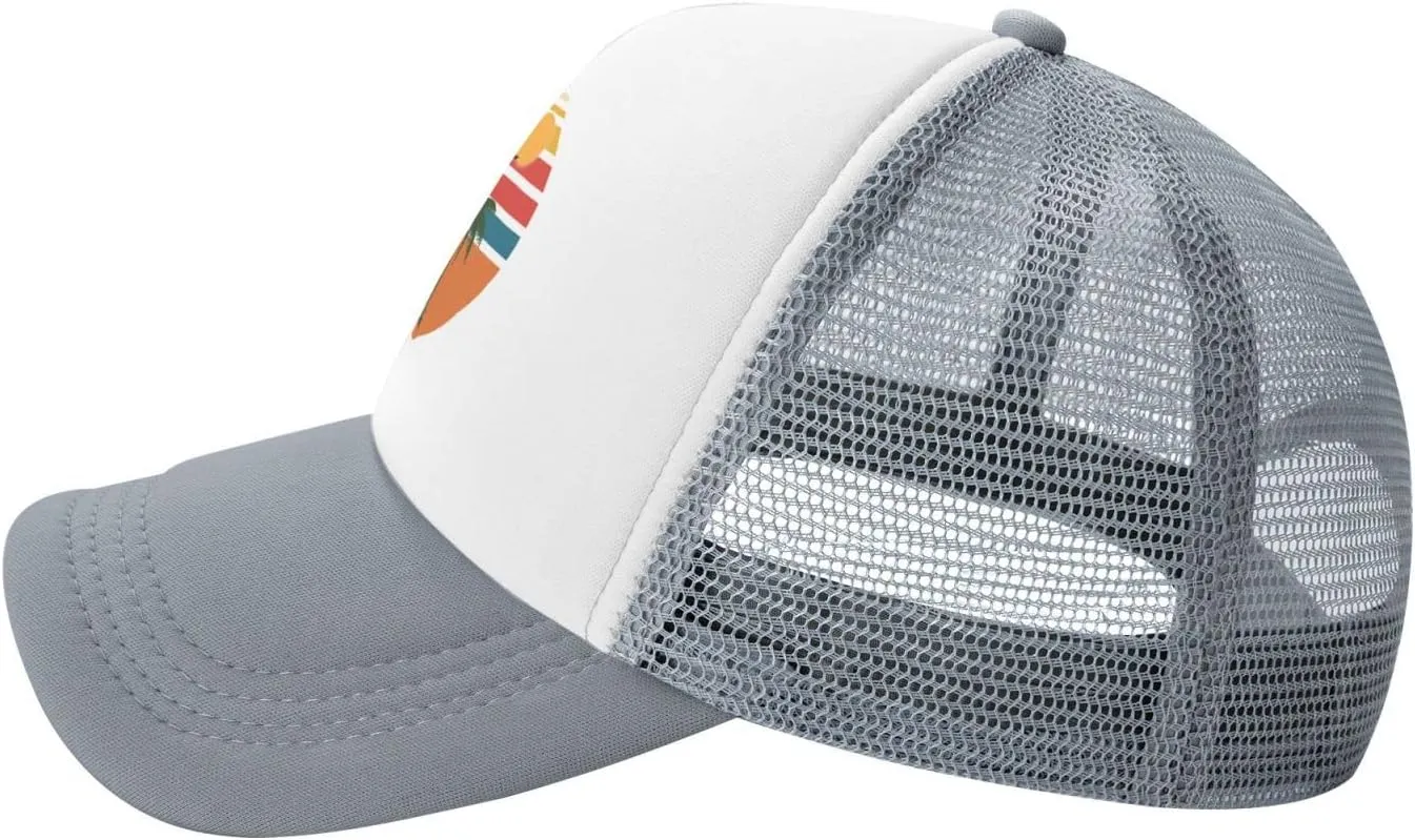 Tropical Palm Tree Hat Mesh Cap for Men Women, Adjustable Trucker Hat Baseball Cap