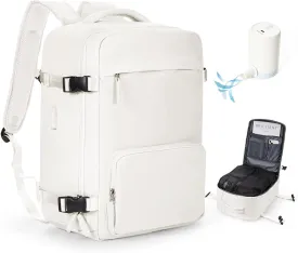 Vacuum Backpack Travel With Pump,Airback Personal Item Travel Bag,Waterproof Seal Compression bags, Carry on Flight Approved Backpack Grey and whiteWith Air Pump
