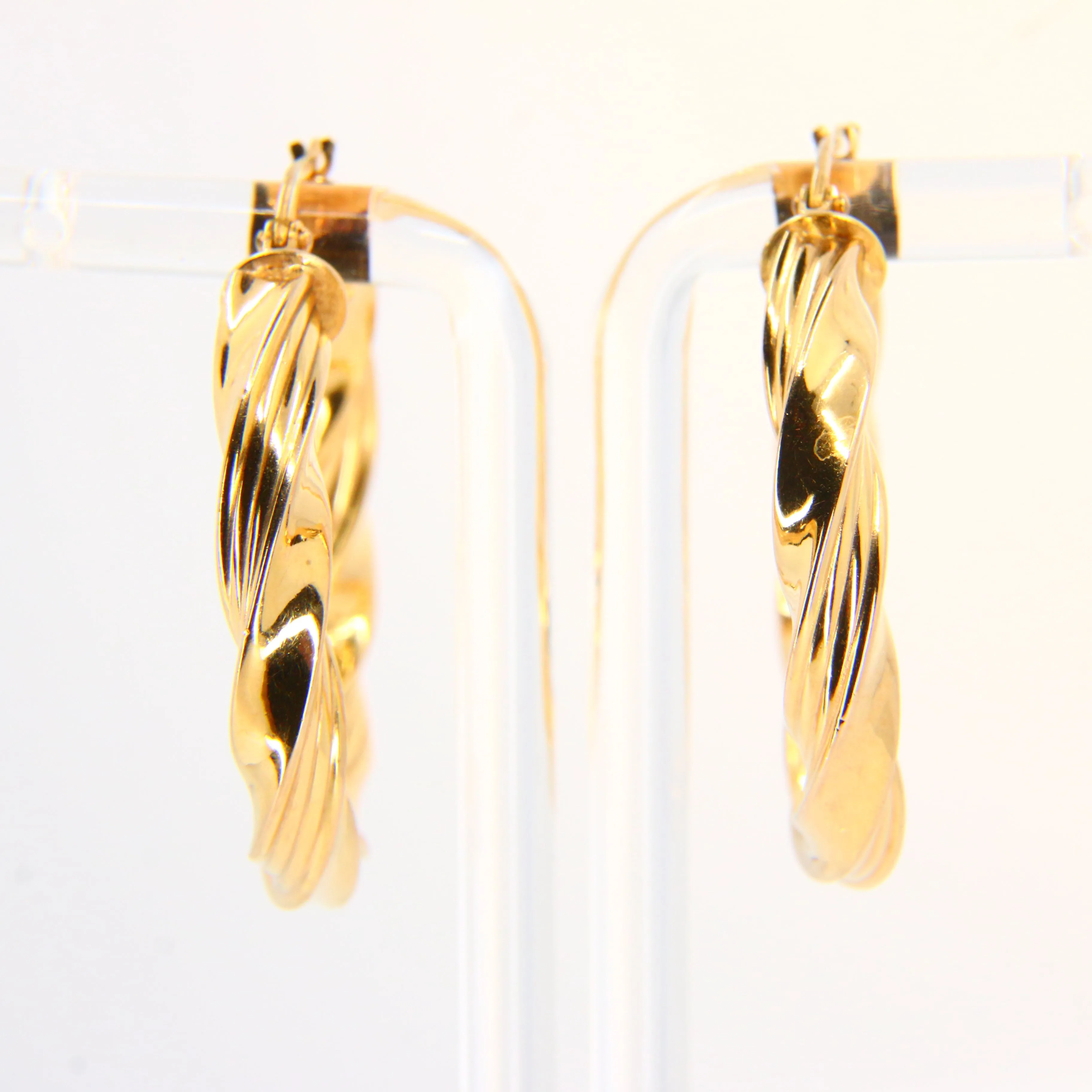 Vintage 9ct Twist Hoop Earrings 9 Carat Yellow Gold Boxed Gift