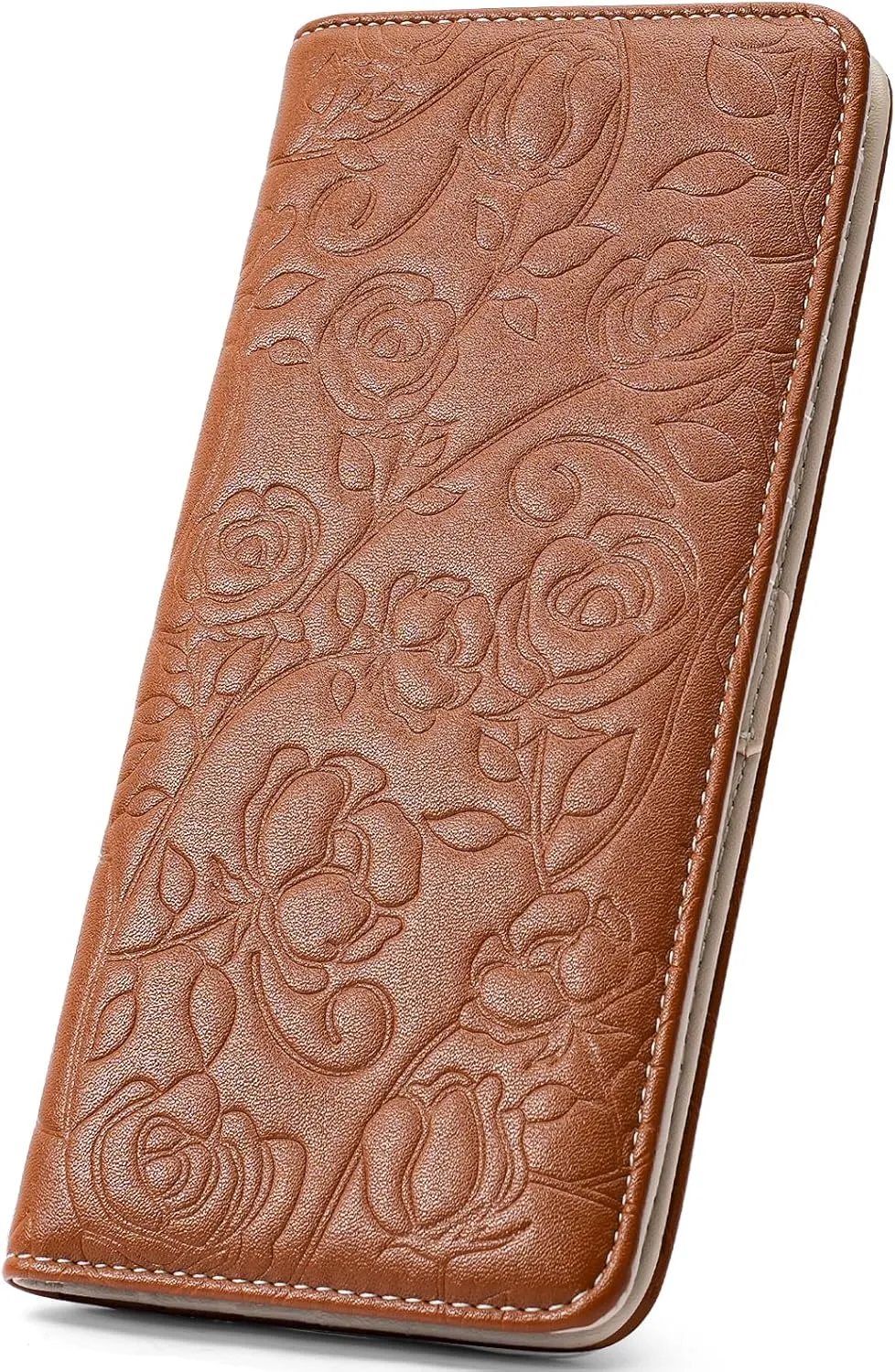 Wallet Women Ultra Slim Thin Womens Wallet RFID Blocking Bifold Clutch Long Ladies Wallet Rose BROWN
