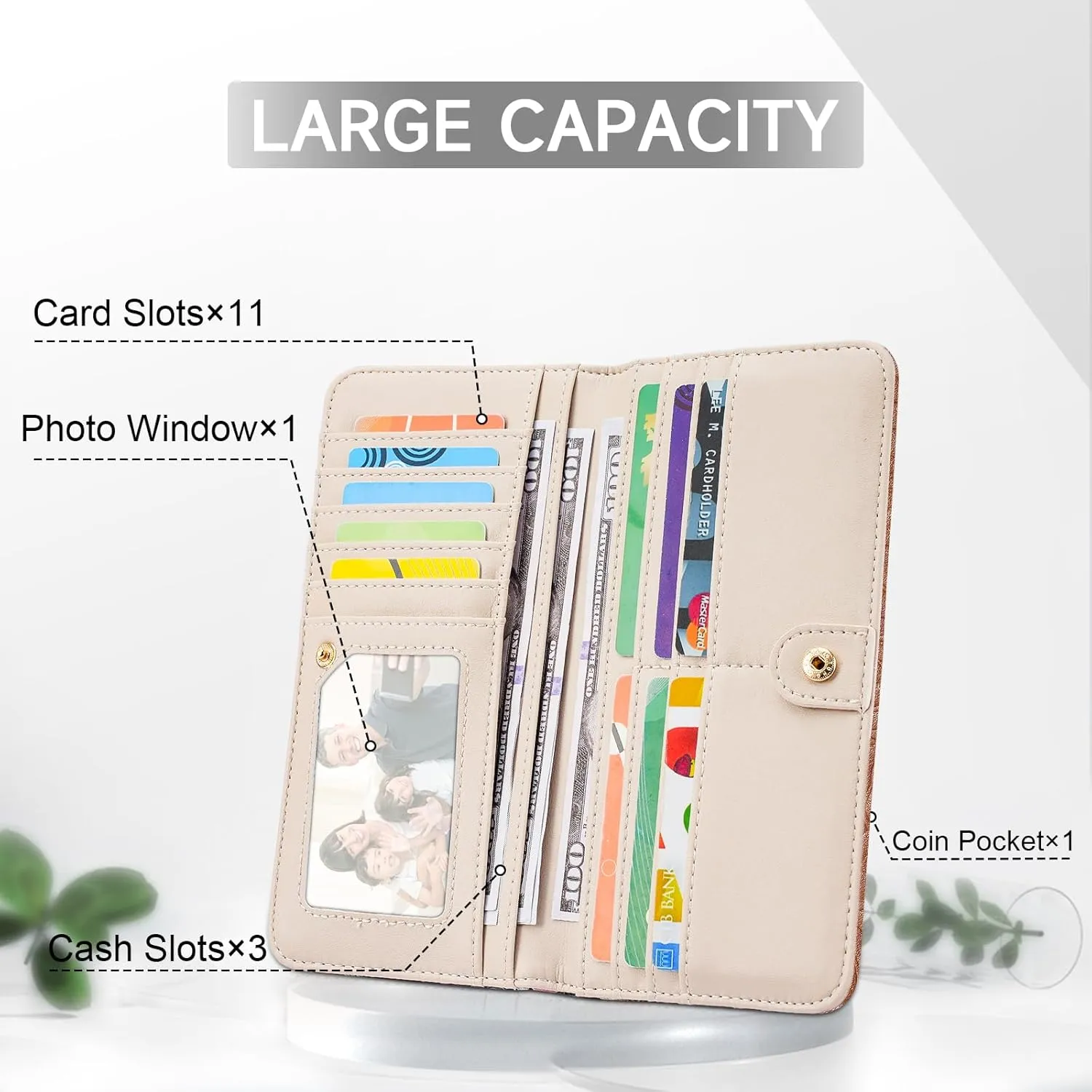 Wallet Women Ultra Slim Thin Womens Wallet RFID Blocking Bifold Clutch Long Ladies Wallet Rose BROWN