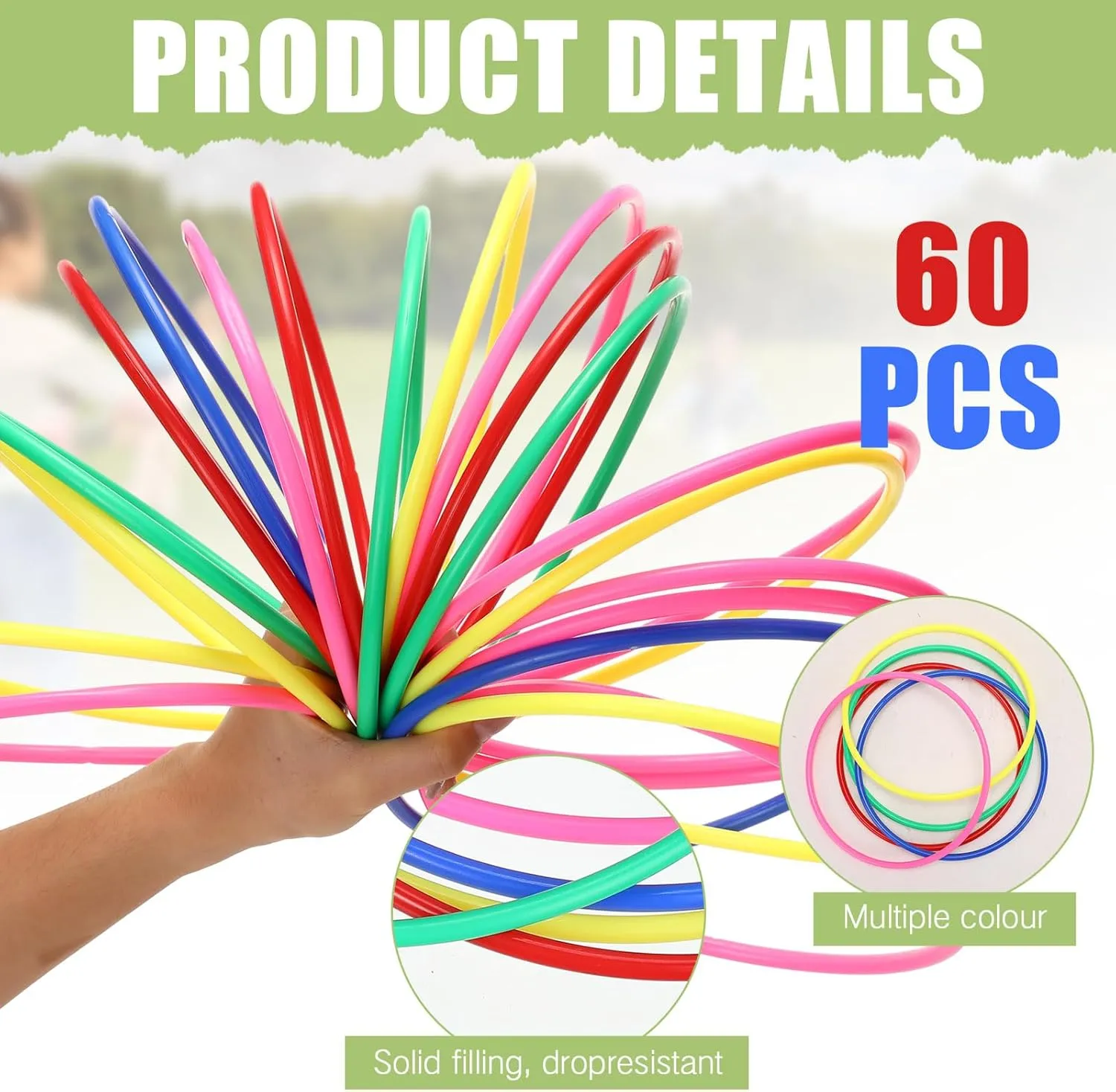 Wettarn 60 Pcs Large Plastic Ring Toss Multicolor Throwing Carnival Rings for Kids Speed and Agility Practice Games, Garden Backyard Lawn Outdoor Games (Lively Color,7 Inch)