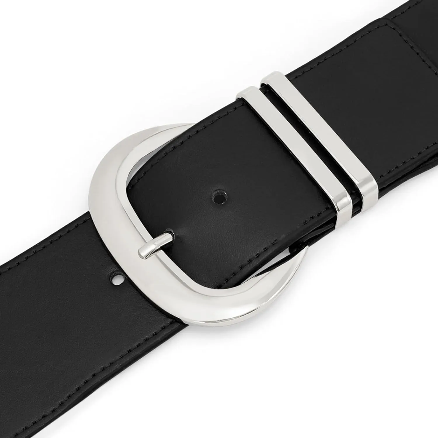 WHIPPY Women Wide Elastic Waist Belt for Dresses Fashion Gold Buckle Stretchy Leather Waistband for Ladies