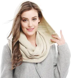Winter Soft Pullover Knit Infinity Scarf Beanie Hoodie Scarf