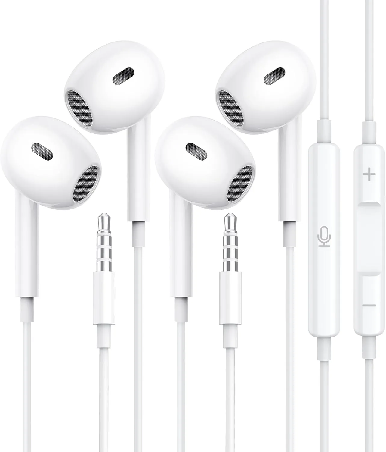 Wired Earbuds, 2 Pack 3.5mm Headphones with Mic, [MFi Certified] Clear Call Volume Control HiFi Stereo Surround Sounds Cord Earphones for Laptop PC Chromebook iPhone Samsung A14 Android Switch