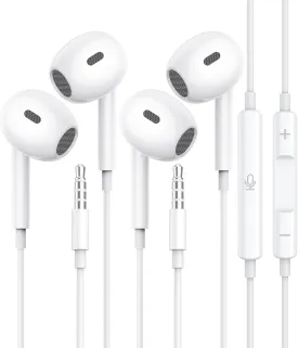 Wired Earbuds, 2 Pack 3.5mm Headphones with Mic, [MFi Certified] Clear Call Volume Control HiFi Stereo Surround Sounds Cord Earphones for Laptop PC Chromebook iPhone Samsung A14 Android Switch