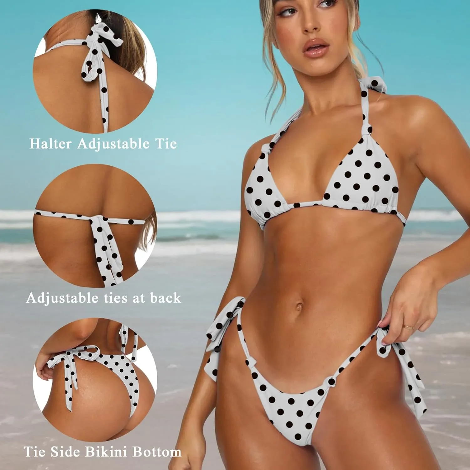 Women's Bikini Sets Bathing Suits Two Piece Swimsuits Sexy Triangle Halter Bikinis Top