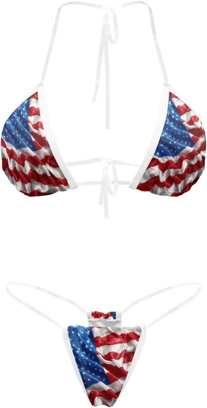 Women's Triangle Bikini String Swimsuit Clear Straps Bathing Suit Micro Bikini Thongs Mini Cheeky Swimwear